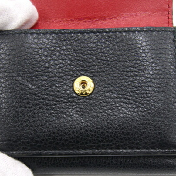 PRADA Tri-fold Wallet 1MH021 Black Red Leather Compact Women's - Picture 8 of 10